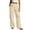 Beige, variant on Tanghaowl Women's Pants, Elegant Pleated Wide Leg Tows Daytime Comfort Fit Women's Casual Bottoms For Everyday Wear With Elastic Waist And BreathableDesign Navy L