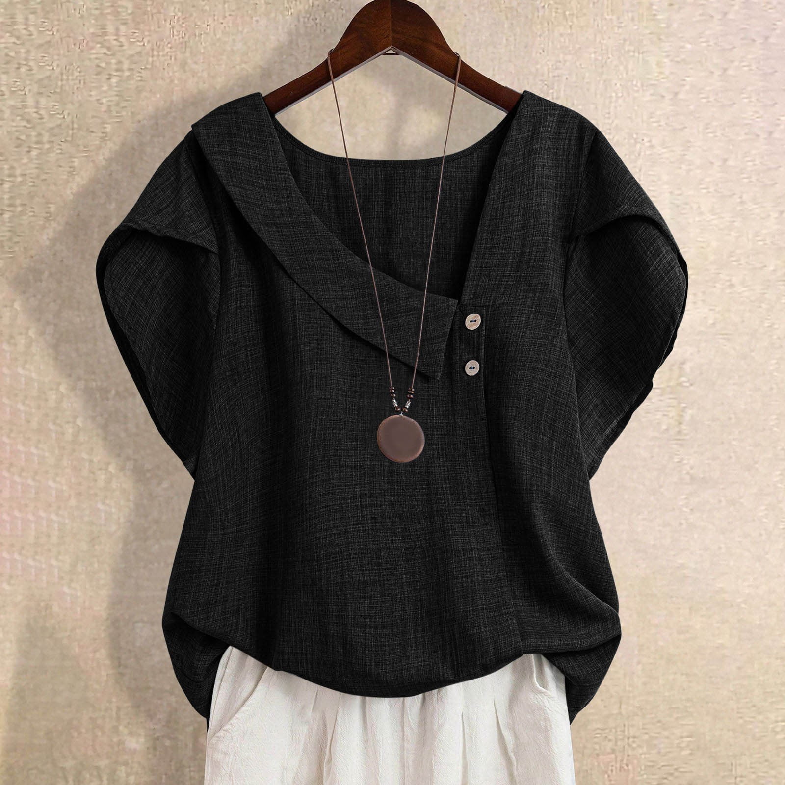 ManxiVoo Women's Flowy Petal Sleeve Blouse With Unique Asymmetric