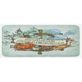 thumbnail image 1 of Nautical Kitchen Mat, Sailing Theme Retro Old Times Fisherman Ribbon Fishing Sea Food Crab, Plush Decorative Kitchen Mat with Non Slip Backing, 47" X 19", Mint Green Multicolor, by Ambesonne, 1 of 1