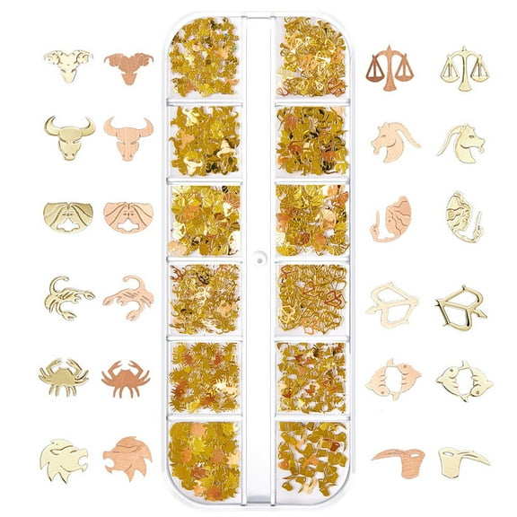 600Pcs Zodiac NailCha--Alloy Twelve Constellation Nail Sticker Nail Art Decor