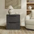 thumbnail image 5 of SICOTAS Farmhouse Fluted 2 Drawer Nightstands for Bedroom Set of 2, Small Wooden Bedside Tables with Drawers & Black Handles, End Table for Living Room in Black, 5 of 9