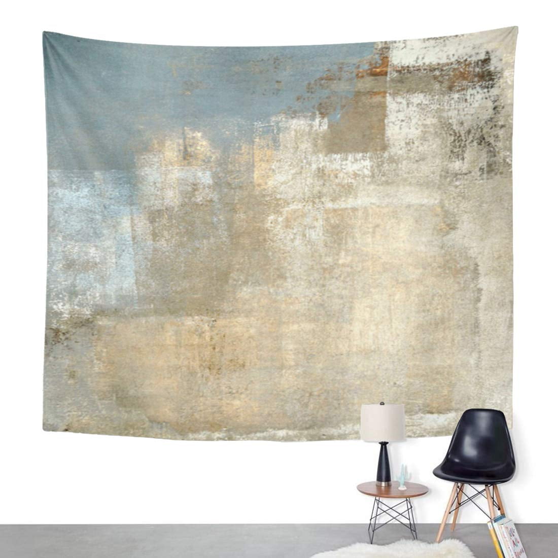 UFAEZU Brown Modern Grey and Beige Abstract Painting Gray Neutral Wall