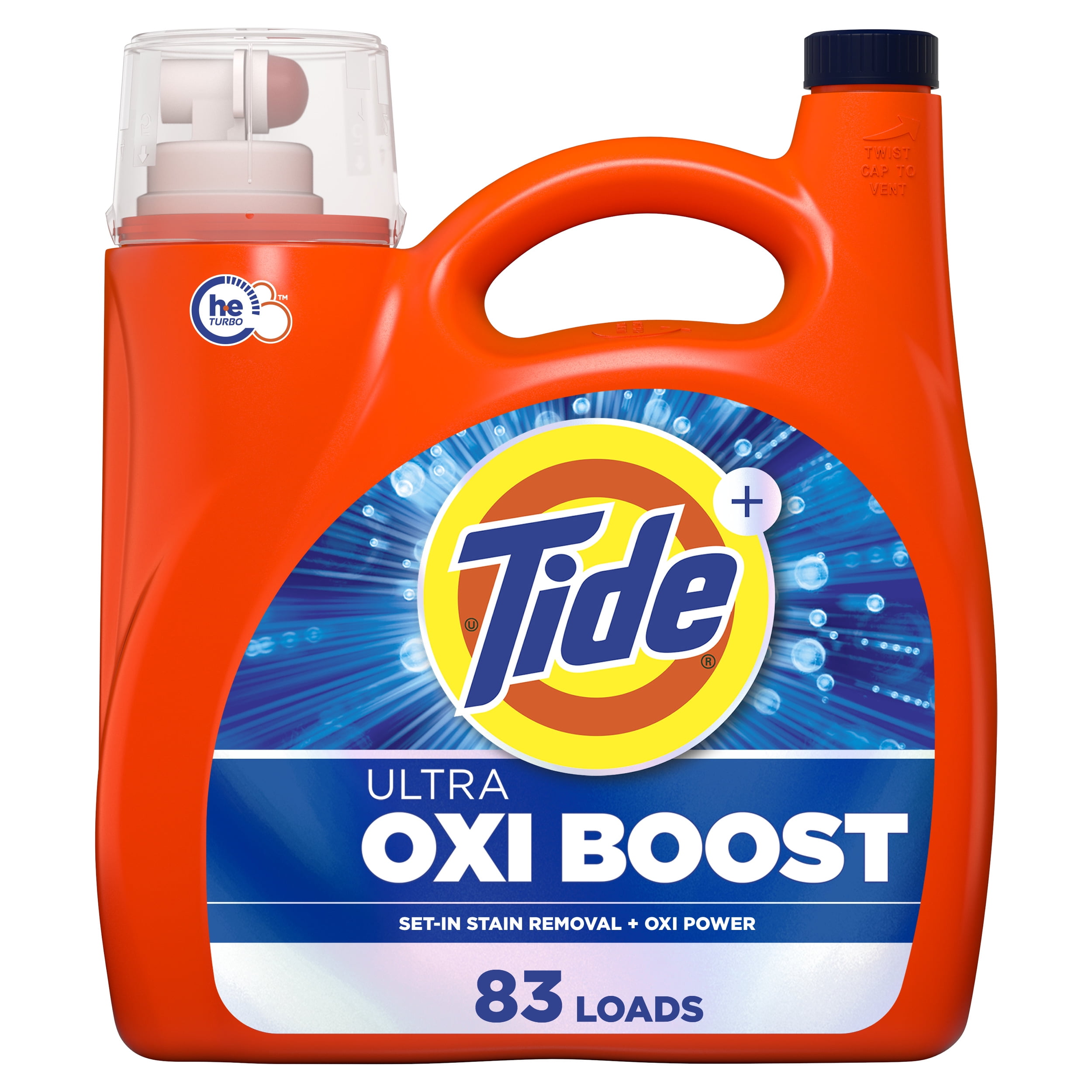 (4 pack) Tide Laundry Detergent Liquid with Ultra Oxi Boost, Advanced Stain Remover, 117 fl oz, 83 Loads