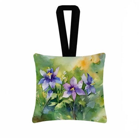 Carolines Treasures DAC1631PO3 3.5 x 3.5 in. Colorado Rocky Mountain Columbine in Watercolor Hanging Square Fabric Ornament