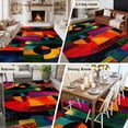 thumbnail image 6 of Abstract Face Washable Living Room Rugs 9'x12', Colorful Boho Modern Geometric Splicing Low Pile Throw Large Area Rug Non-Slip Sturdy Edge Binding Carpet for Bedroom Dining Room Office, 6 of 9