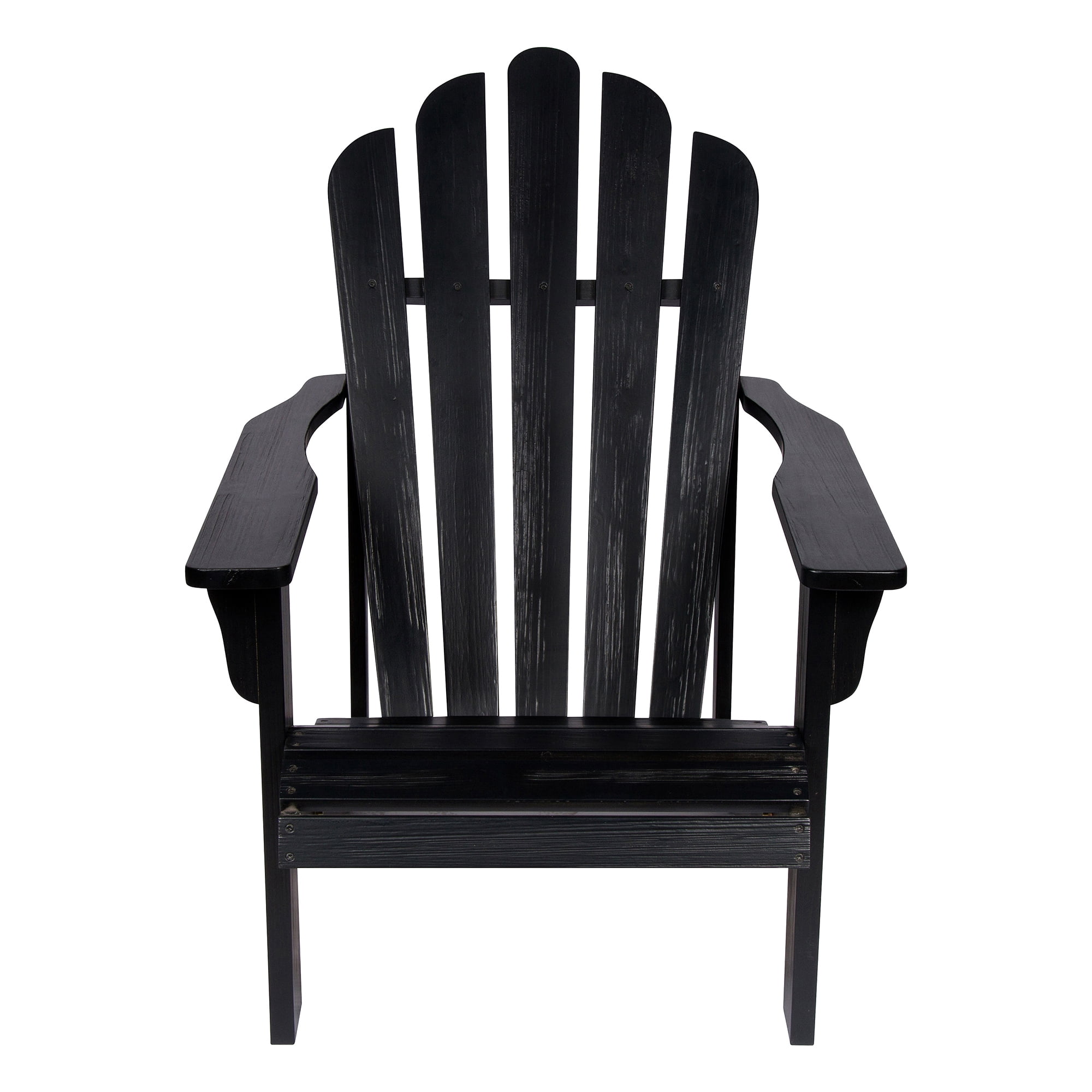 Shine Company Traditional Cedar Wood Patio Porch Adirondack Chair in Black