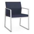 thumbnail image 1 of Fauteuil d'Invité pour Réception Salle d'Attente Soins de Santé / Acier Argenté / Bleu, 1 of 5