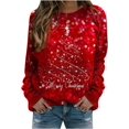 thumbnail image 1 of GHSDFBB Chandails de Noël pour Femmes Mode Loisirs Imprimé Graphique Manches Longues Hauts Mignons Chandail en Molleton Col Rond Cadeau de Noël, 1 of 4