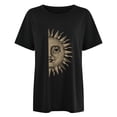 thumbnail image 4 of Babysbule Liquidation Hauts pour Femmes Mode Décontractée Soleil Lune Crâne Imprimé Col Rond Manches Courtes T-shirt, 4 of 4