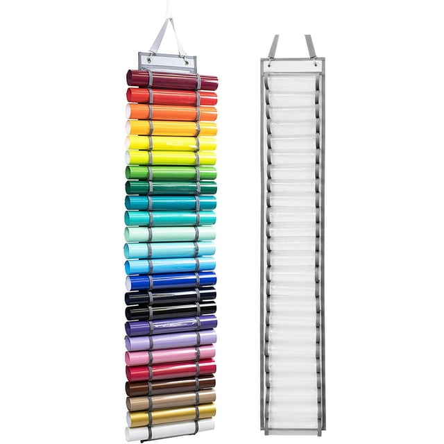 EIGTHTAIL Craft Storage Organizer Vinyl Roll Holder Vinyl Storage Rack Wall Mount Hanging on Closet over Door 24/48 Compartments