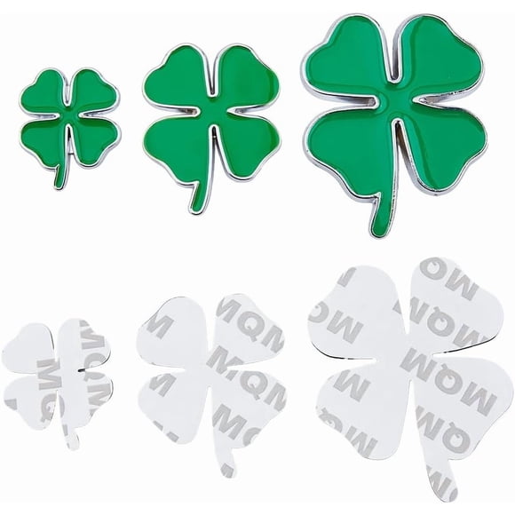 3 Sizes 3D Alloy Clover Car Stickers Car Decoration Stickers Clover Decal Auto Car Motorcycle Logo Sticker Badge Emblem for Car Window Laptops Luggage