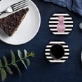 thumbnail image 6 of FMSHPON Pink Pineapple Tropical Fruit Black White Stripes Set of 6 Round Coaster for Drinks, Absorbent Ceramic Stone Coasters Cup Mat with Cork Base for Home Kitchen Room Coffee Table Bar Decor, 6 of 6