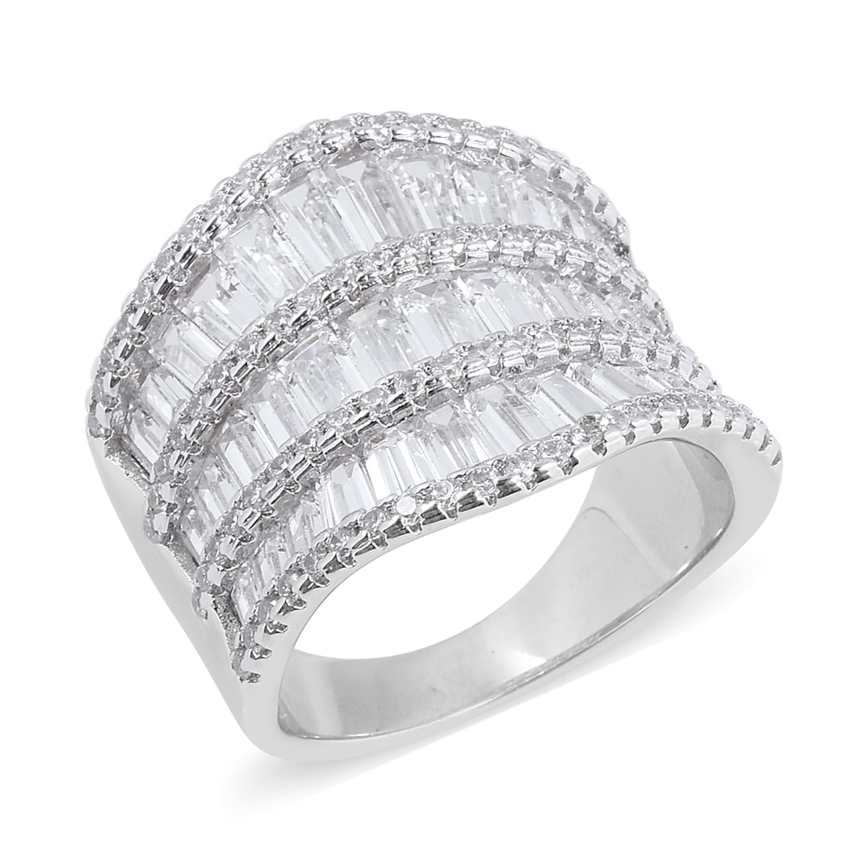 Shop LC Cluster Ring Baguette White Cubic Zirconia CZ for Women Ct 5.