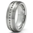 thumbnail image 2 of Mens Tungsten Carbide Ring Eternity Wedding Band Dome Brushed CZ 8MM, 2 of 4