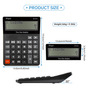 Calculators Desktop, Desk Calculator with Large 2 Line Display, Talking Basic Calculator with Big Button & Adjustable Volume, 4 Function Calculators for Business, Students, Office Supplies(Black)