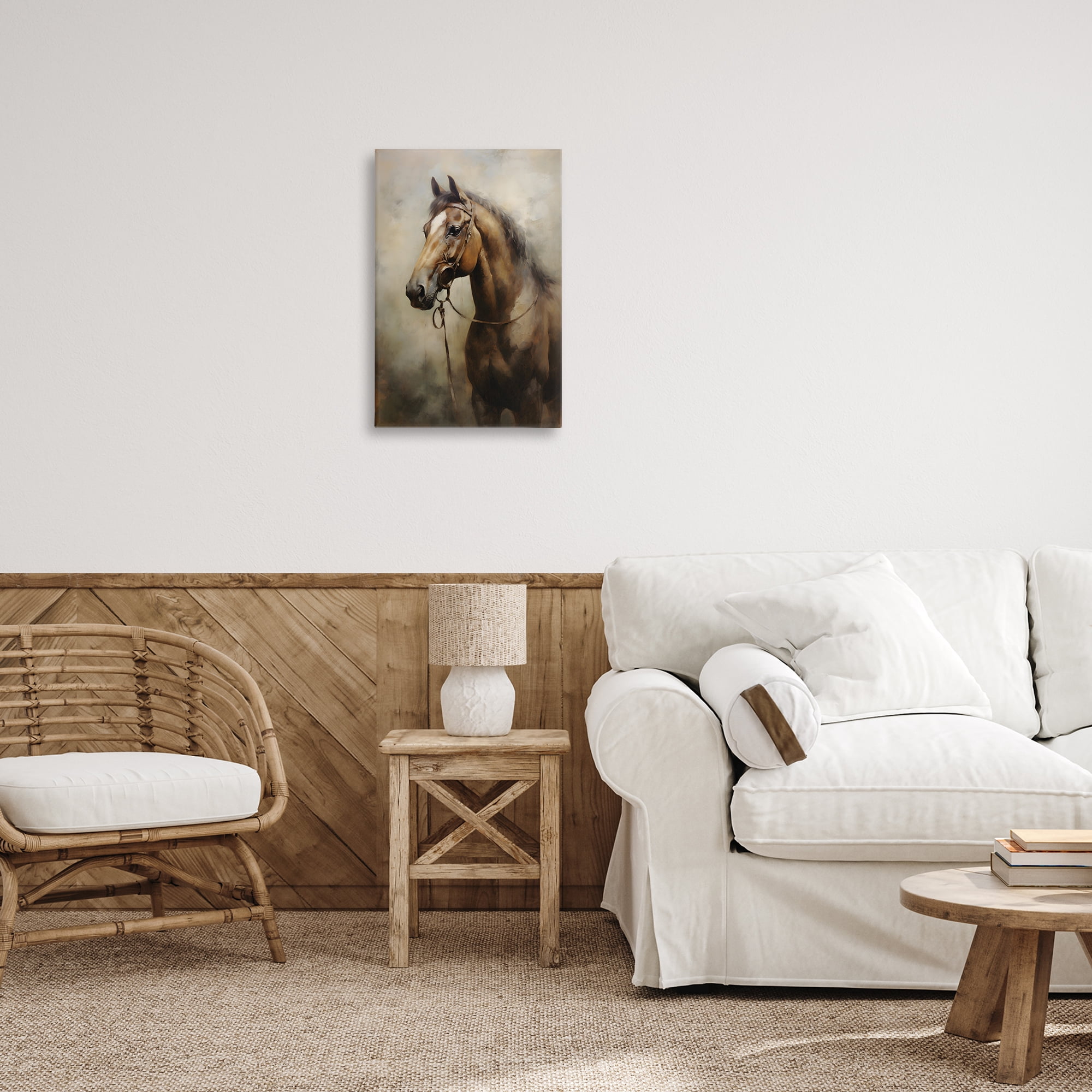 Stupell Industries Brown Horse Portrait Animals & Insects Painting Gallery Wrapped Canvas Art Print Wall Art, 16 x 24
