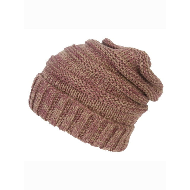 Gravity Threads Trendy Oversized Chunky Soft Beanie + Winter Gloves - Raspberry