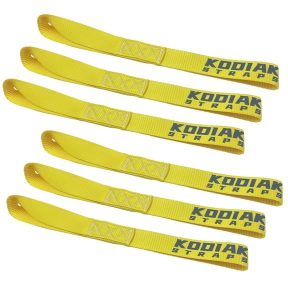 Soft Loop Tie Down Straps - 1.5 x 18 inches- 10,000 lb Load Capacity - Yellow 6 Pack - Loops for Securing ATV, UTV, Motorcycles, Scooters, Dirt Bikes, Lawn & Garden Equipment by KODIAK STRAPS