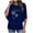 Dark Blue summer tops for women, variant on USSUMA T-Shirts for Women Trendy Dandelion Print Flowy Women's Shirts and Blouses 3/4 Sleeve Women Tops Dressy Casual Summer Double-Layered Chiffon Poncho Graphic Round Neck Plus Tunics Beach
