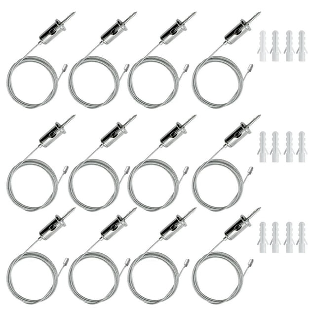 48 Sets Hexagon Garage Suspension Cables Kit Steel Hanging Chains, Honeycomb Light Connector Pendant Wire Rope Cable 2m