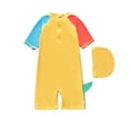 thumbnail image 2 of Bellafa Baby Boys Zipper Swimsuit Rash Guard Sets UPF 50+ One Piece Bathing Suit with Hat 1-7Y Toddler Beach Surf Swimwear, 2 of 7