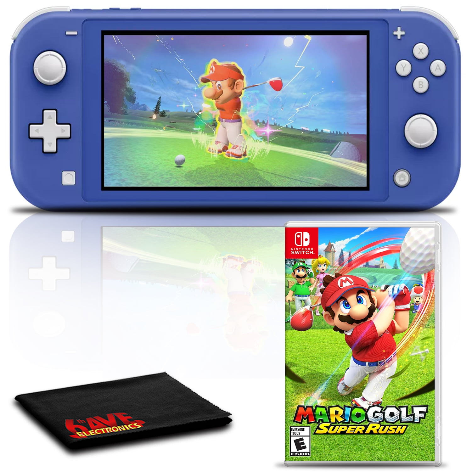 Nintendo Switch Lite (Blue) Gaming Console Bundle with Mario Golf