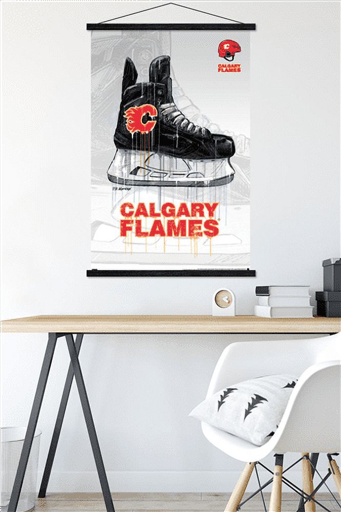 NHL Calgary Flames - Drip Skate 21 Wall Poster with Magnetic Frame, 22.375" x 34"