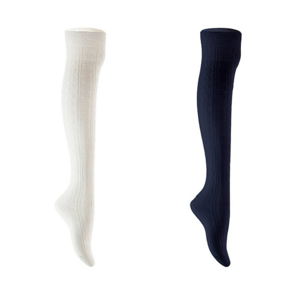Lian LifeStyle Women's 2 Pair Adorable Comfortable Soft Thigh High Over Knee High Cotton Socks Size 6-9 L1024 Random Color
