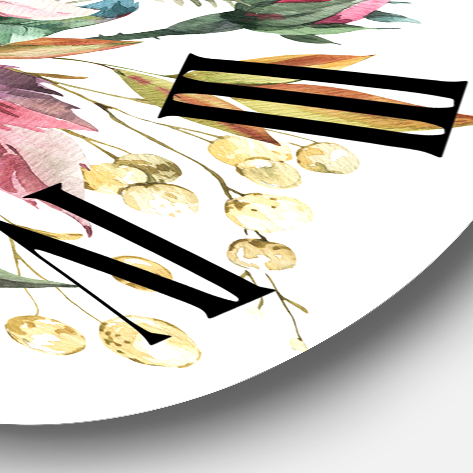 Designart 'Vintage Old Letters With Wildflowers' Farmhouse Wall Clock