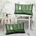 thumbnail image 3 of Merry Christmas Tree Lumbar Pillow Covers 12x20 Set of 2 Red Rustic Xmas Trees Holiday Decoration Print Outdoor Decorative Throw Pillows Vintage Farmhouse Winter Linen Cushion Case Sofa Couch Decor, 3 of 6