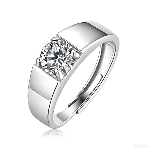 Eoncocoon 1 Carat Moissanite Men‘s Adjustable Ring, 925 Sterling Silver Plated with 18K Gold, 8mm Wide Band, Promise Ring, Anniversary Gift for Him