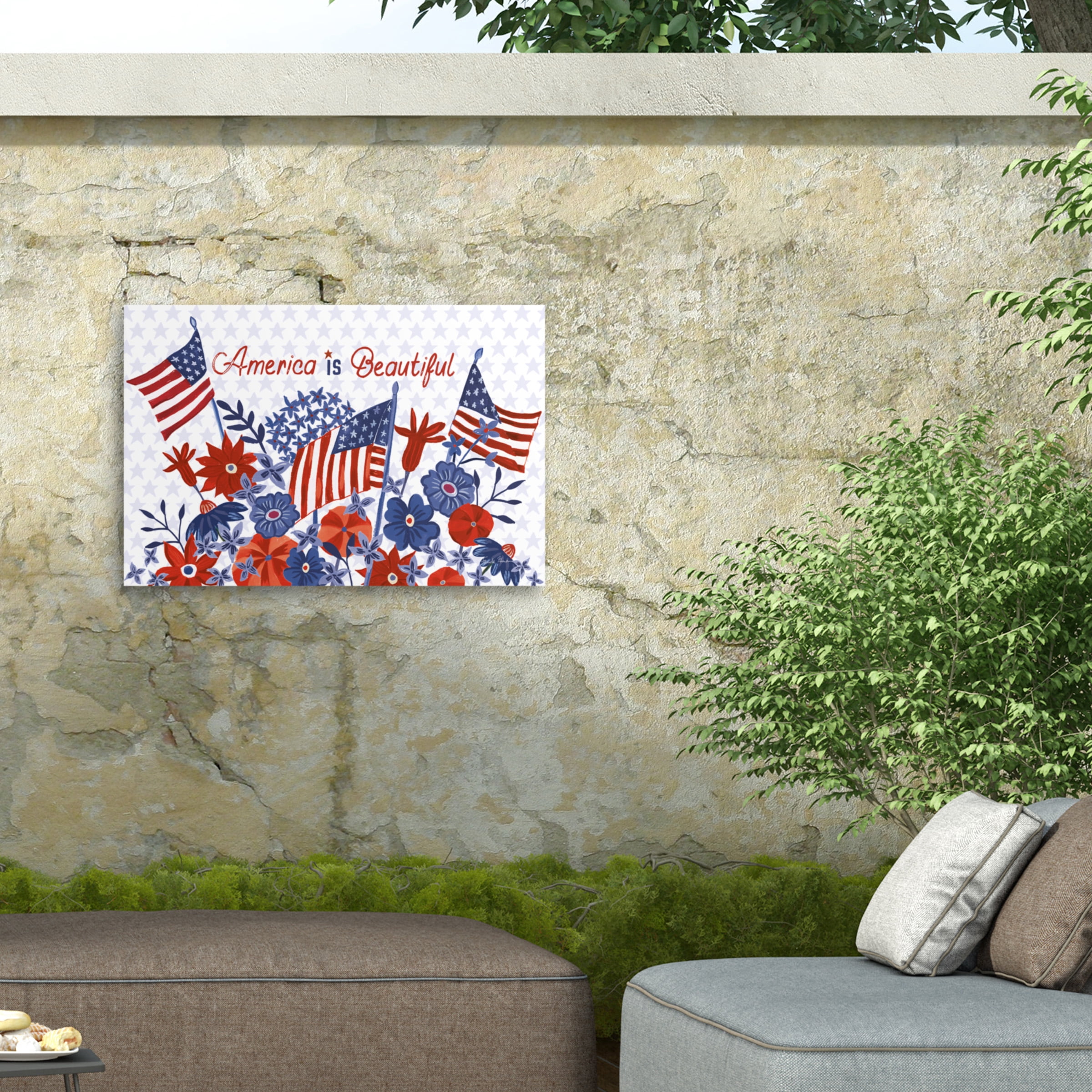 Farida Zaman 'America The Beautiful I Flag' Outdoor Canvas 30x22