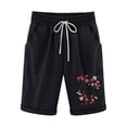 thumbnail image 2 of LEBONYARD Plus Size Shorts Clearance for Women,Women's Shorts with a Fresh and Trendy Design,Women's Elastic Waist Printing Drawstring Shorts Black L, 2 of 3