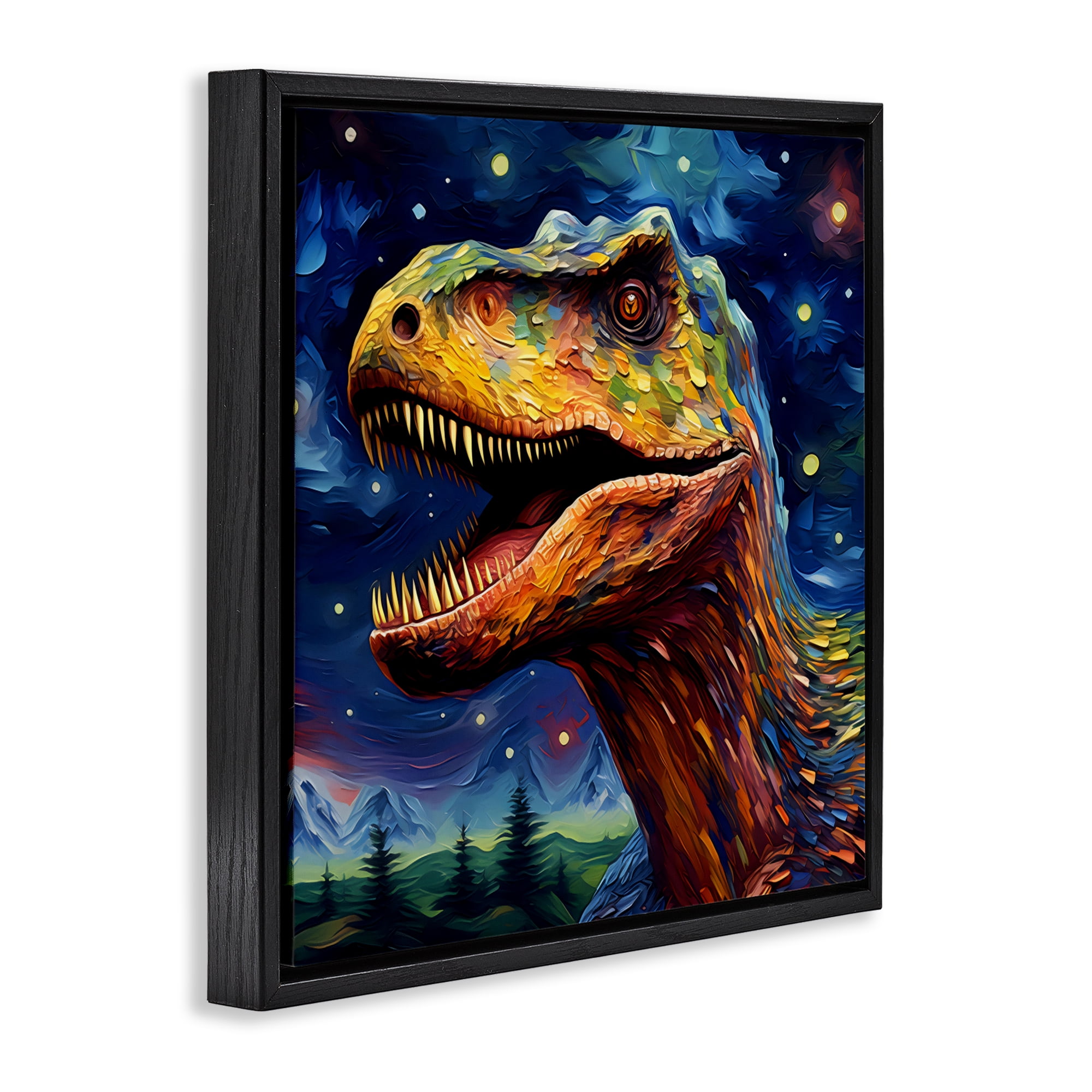 Stupell Industries Starry Sky Dinosaur Black Framed Floater Canvas Wall Art, design by Creative Studio
