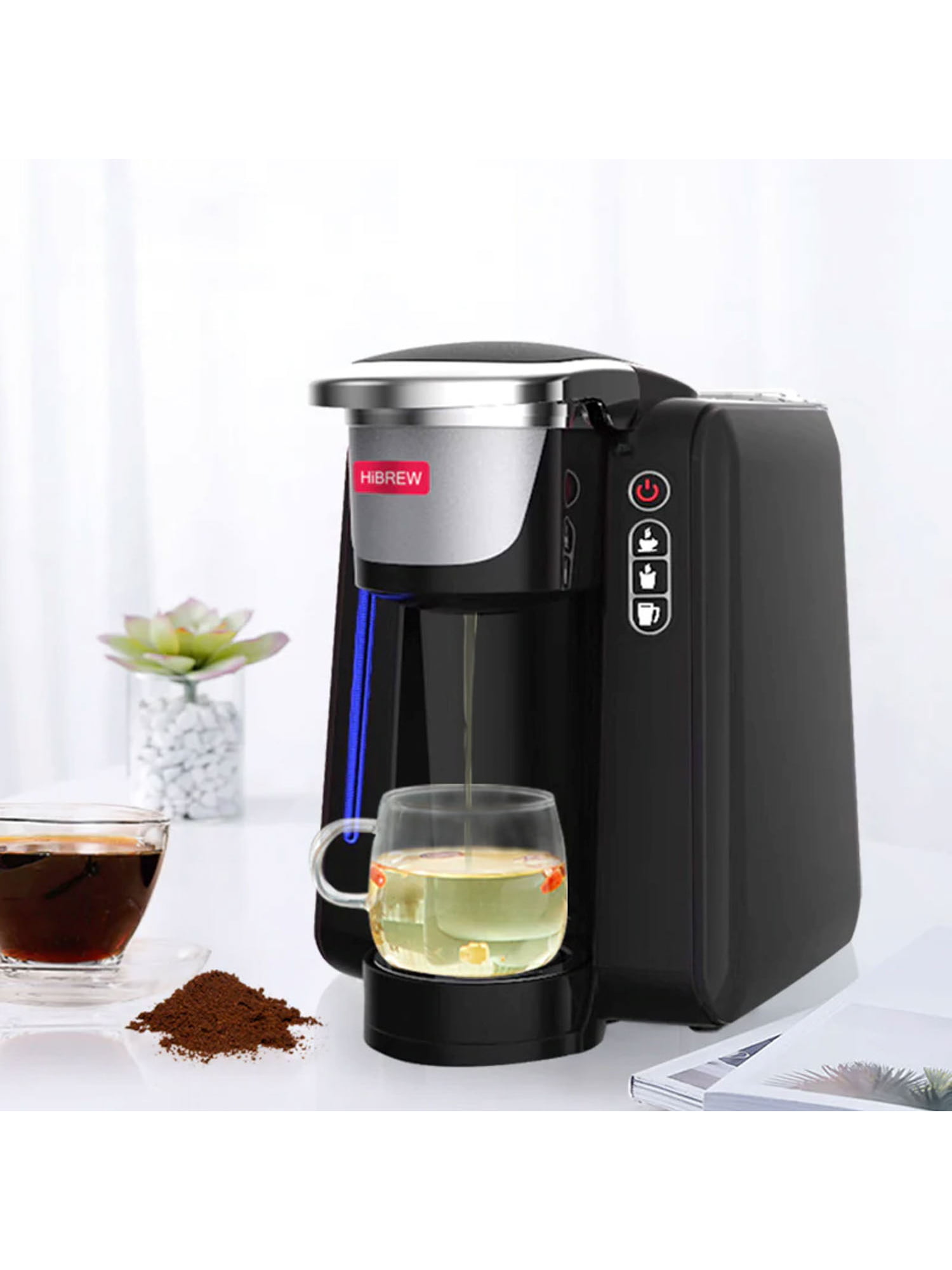 Hibrew Filter Coffee Machine Brewer para K-cup Capsule& Café molido, tetera  dispensador de agua caliente Cafetera de una sola porción