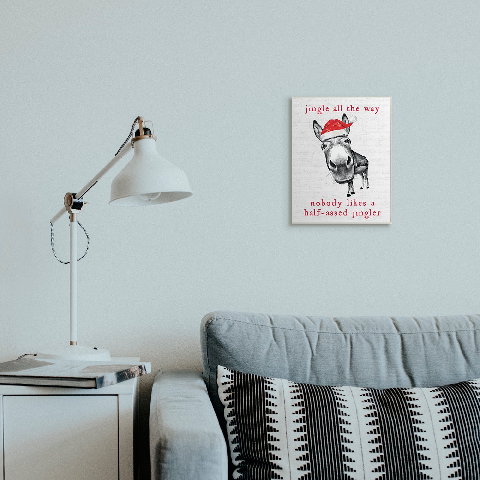 Stupell Industries Jingle All the Way Quote Sassy Christmas Donkey Holiday Painting Wall Plaque Art Print Wall Art, 10 x 15