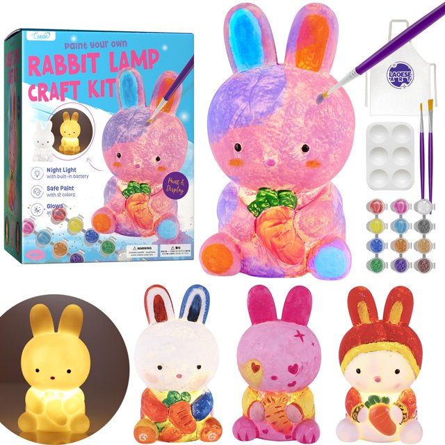 Kit de pintura LAOESE Bunny Lamp con pintura para niños de 6 a 12 años