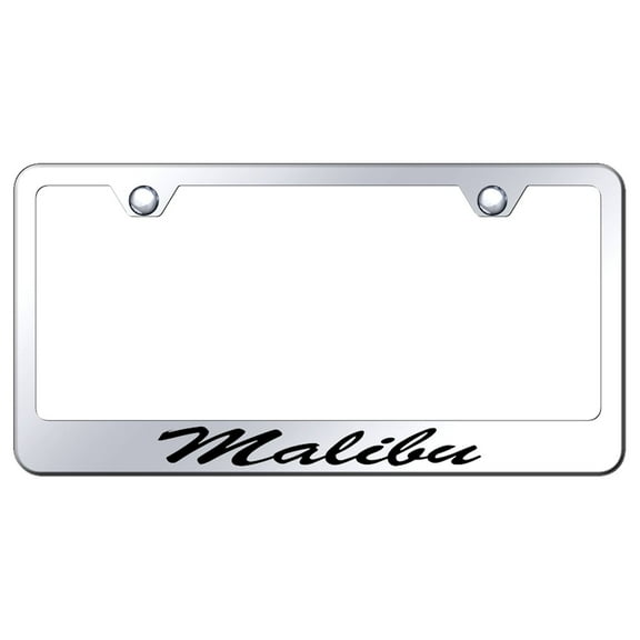 Chevy Malibu Laser Etched Script Stainless Steel License Plate Frame (Chrome)