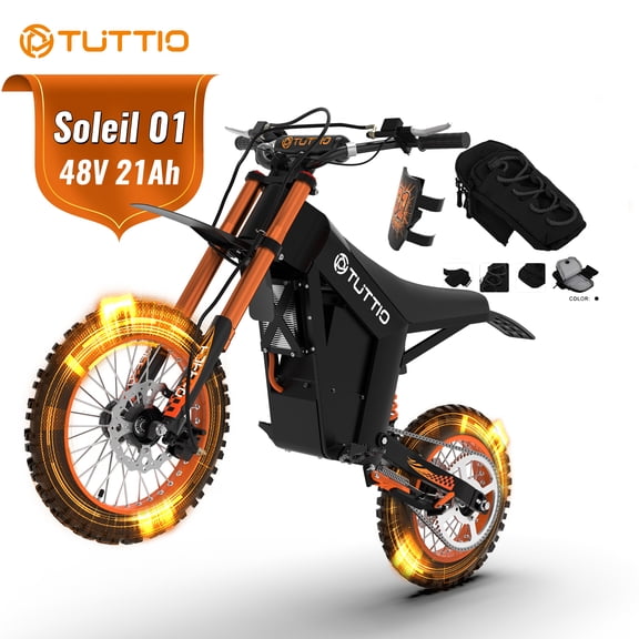 TUTTIO Soleil01 Electric Dirt Bike for Adults,2000W Motor,48V 21Ah Battery, 200N.m High Torque,Max 37Mph,All Terrain Motorized Dirt Bikes
