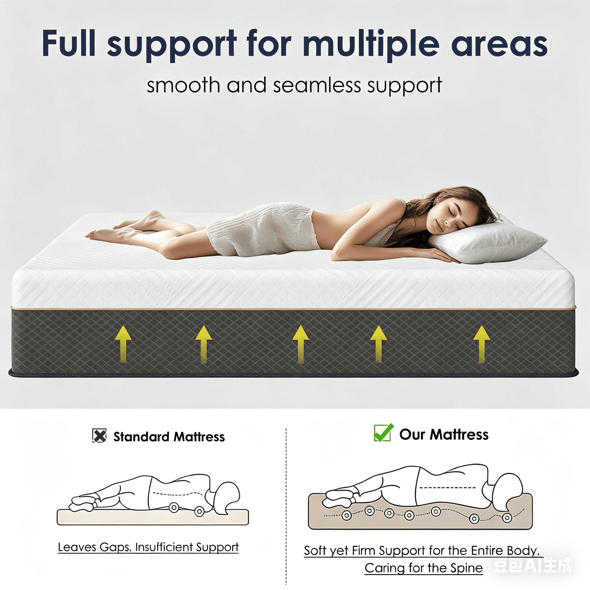 Anykoon 10 Inch Hybrid Mattress in a Box, King Size, Pocket Spring Medium Firm with Edge Support & Motion Isolation