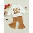 thumbnail image 4 of Toddler Baby Girl Christmas Outfit 6M 9M 12M 2Y 3Y 4Y Crewneck Sweatshirt and Bell Bottoms Pants Fall Winter Clothes Set, 4 of 10