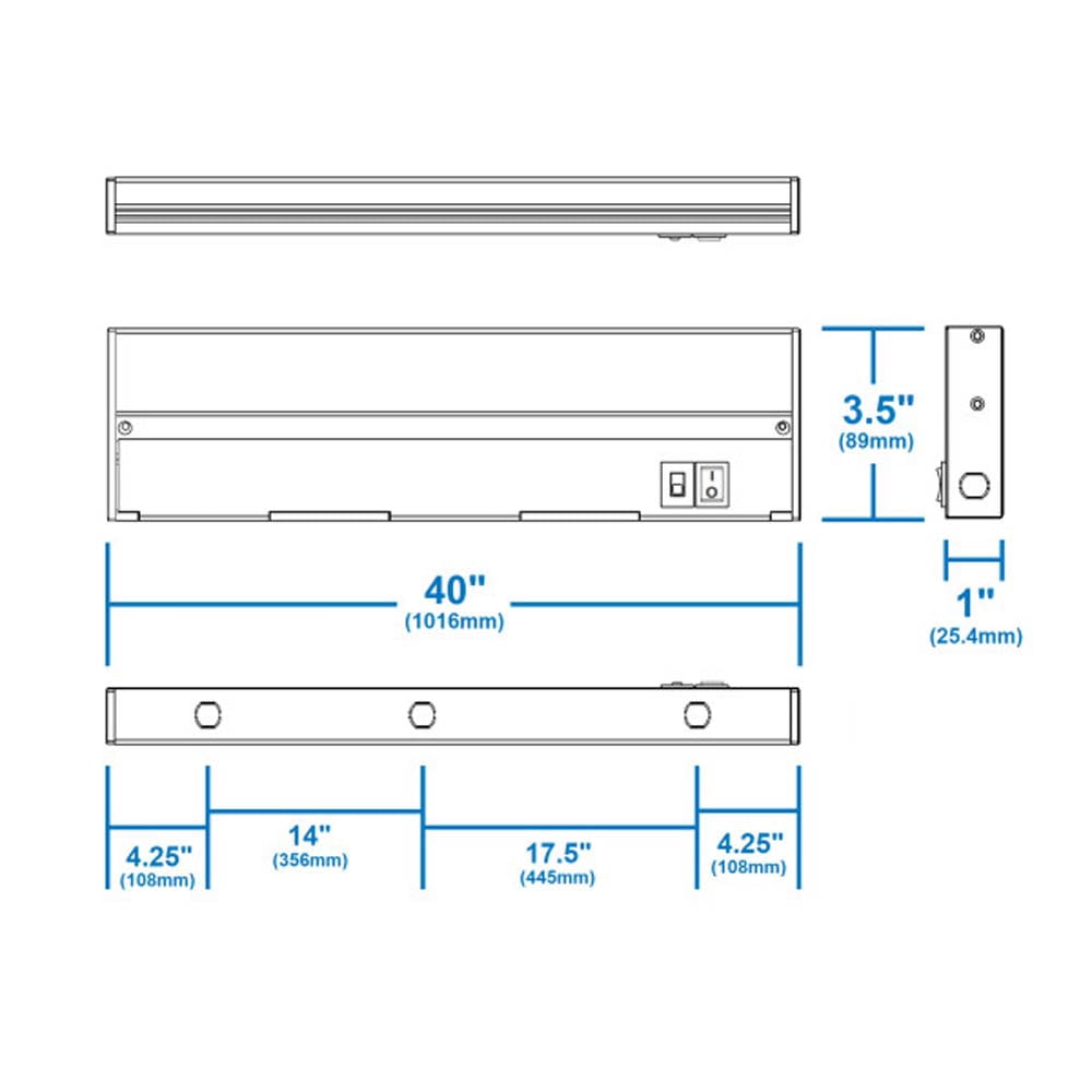Nicor Lighting NUC540SNK 40 in. NUC-5 Series Nickel Selectable LED Under Cabinet Light