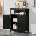 thumbnail image 2 of Yaheetech 31.5" Tall Freestanding Wooden Bathroom Cabinet with Two Doors and Adjustable Shelf, Black, 2 of 8