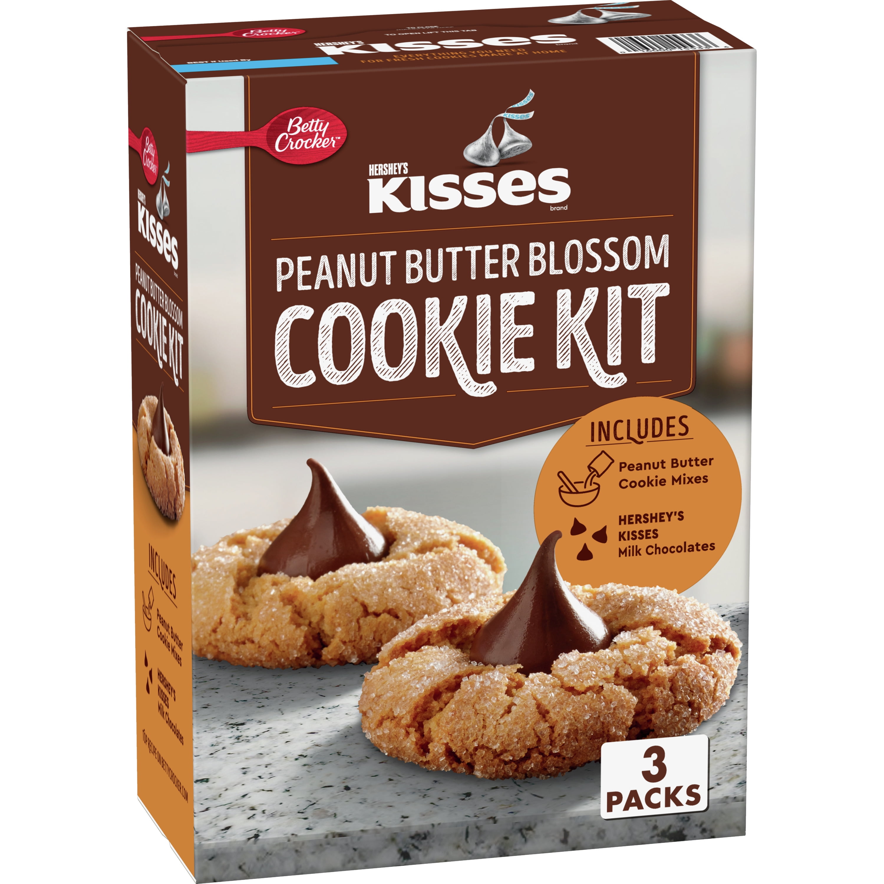 Betty Crocker Hershey's Kisses Peanut Butter Blossom Cookie Mix Kit, 3