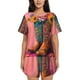 thumbnail image 1 of Balery Cowboy Boots With Flowers Conjunto de Pijama para Mujer con Estampado, Dos Piezas de Manga Corta y Shorts, Ropa de Dormir Suave con Cuello Redondo y Bolsillos-3X-Large, 1 of 6
