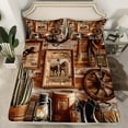 thumbnail image 2 of Manfei Teens Western Cowboy Cowgirl 3pcs Twin Sheet Sets,Rustic Farmhouse Twin Fitted Sheet,Retro Vintage Breathable Flat Sheet,Lightweight Room Decor, 2 of 7