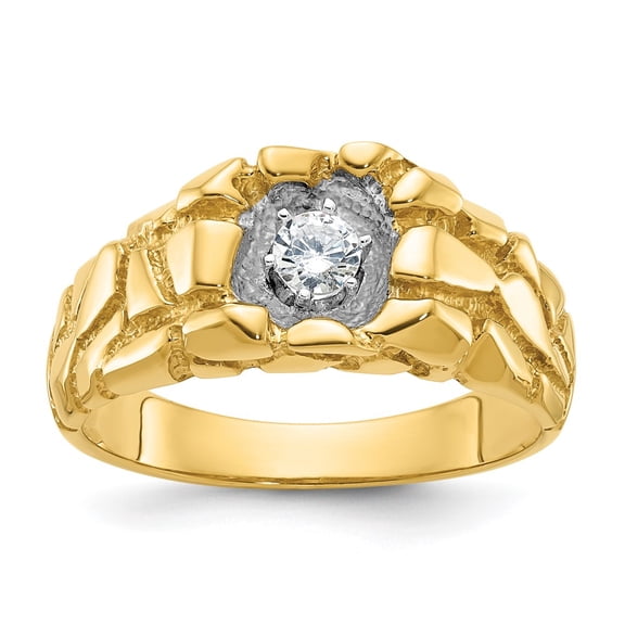 14k IBGoodman Men's 1/6 carat Diamond Nugget Complete Ring