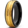 thumbnail image 2 of Metal Masters Mens Two-Tone Black Goldtone Hammered Brushed Tungsten Wedding Ring 8mm Comfort-Fit Band 10.5, 2 of 6
