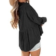 thumbnail image 5 of Women Long Sleeve Corduroy Peplum Shacket Jacket Button Down Babydoll Shirts Oversized Casual Blouses Tops, 5 of 6
