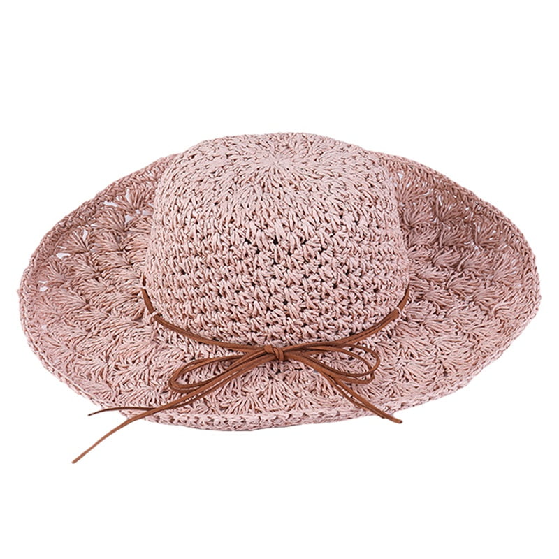 Floppy Raffia Straw Sun Hat Fedora for Women Summer Beach Wide Brim Packable Bucket Cloche Beige